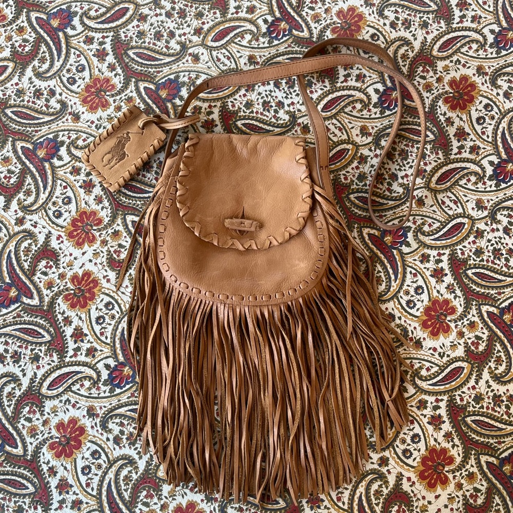 Polo by Ralph Lauren Brown Leather Fringe Crossbody Bag